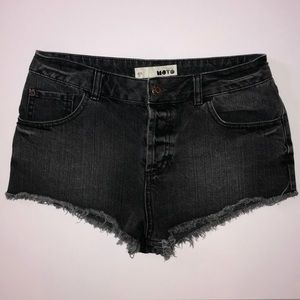 Topshop Moto High Waisted Cutoff Black Jean Short